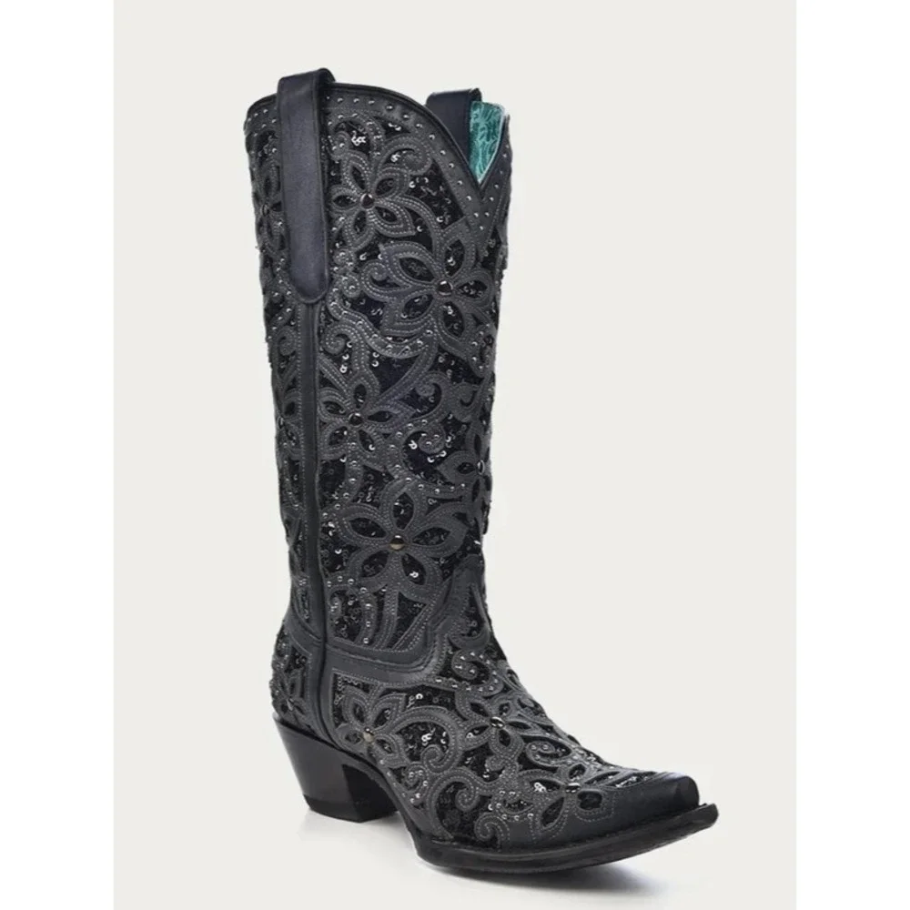 Corral® (Women's 9.5 M) Floral Overlay Diamonds & Crystals Western Boot - $300